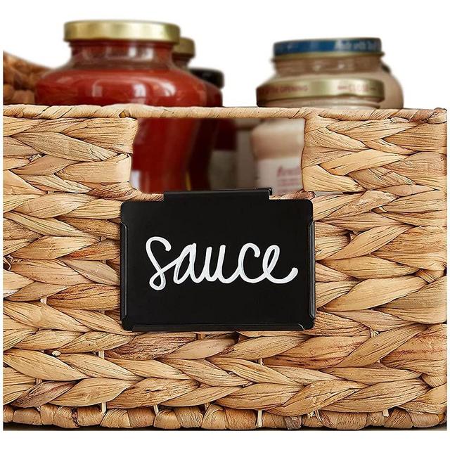 8 Pack Pantry Baskets Labels Clip On for Storage Bins with 2 White Chalk Markers, Organization and Storage Baskets Labels Clips, Kitchen Bins Tag Chalkboard Labels for Baskets, Metal Labels Clips