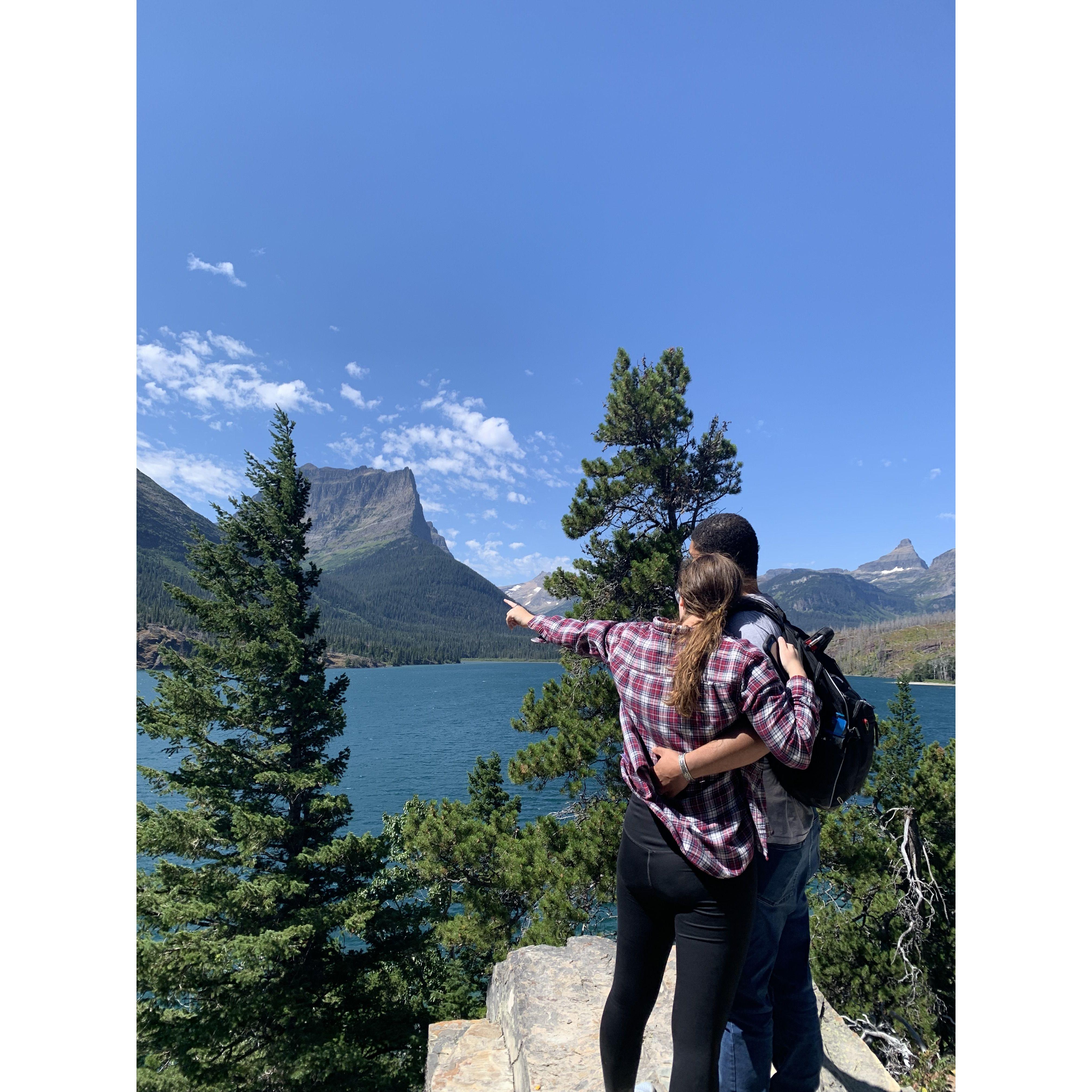 Trip to Glacier National Park with Sarah's family. Sarah got VERY sunburned on this hike.
