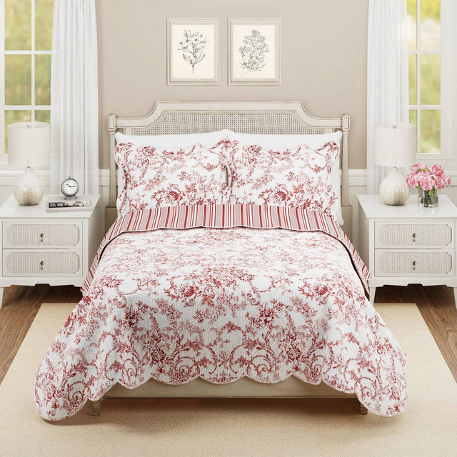 Modern Heirloom 3pc King Quilt Bedding Set Red
