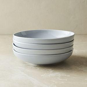 Organic Porcelain Low Bowl, Chambray, Set of 4