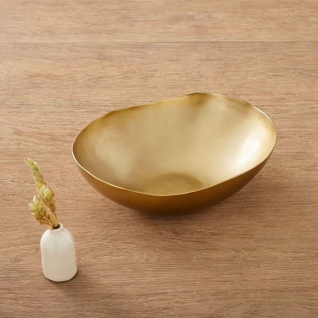 Organic Metal Bowls, Bowl, Light Brass, Sheet Metal, 14X11