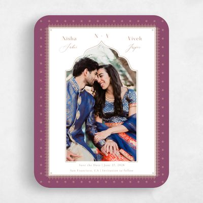 Purple Rounded Wedding Save the Date - Pyaar Photo