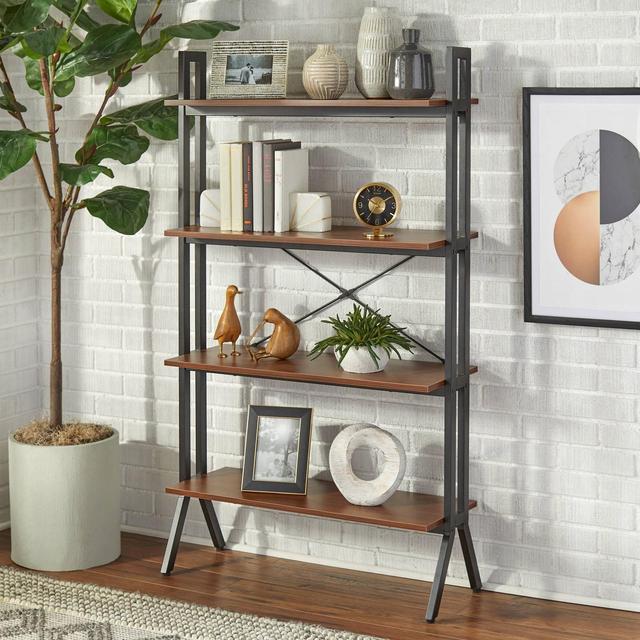 57" Connection 4 Tier Bookshelf Walnut - Buylateral