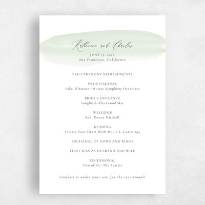 Mint, Green Wedding Program - Violin