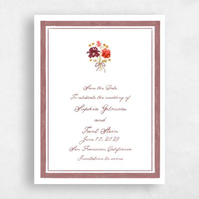 Currant Red Wedding Save the Date - Flor Portrait