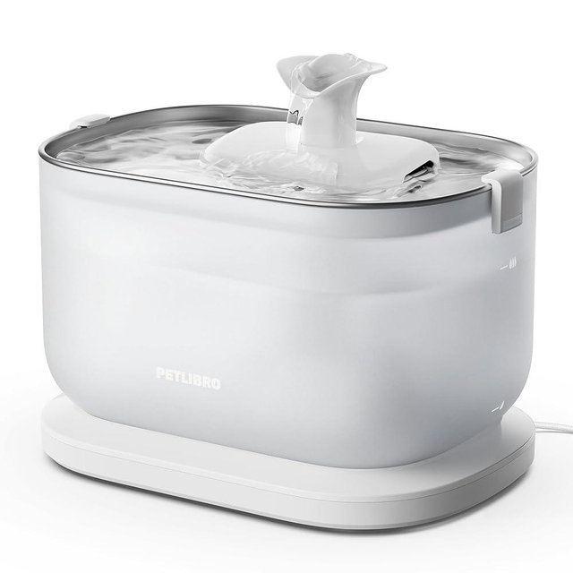 PETLIBRO Cat Water Fountain Stainless Steel Tray, Wireless Pump Cat Fountain, Ultra Quiet Pet Water Fountain, 2.5L Automatic Water Dispenser for Cats, Dual Flow Cat Water Dispenser Easy to Clean