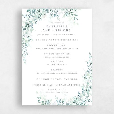Multi-Colored Wedding Program - Farnham
