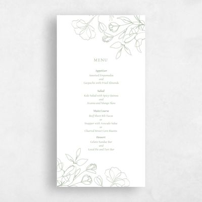 Sage, Green Wedding Menu - Essenza Letterpress