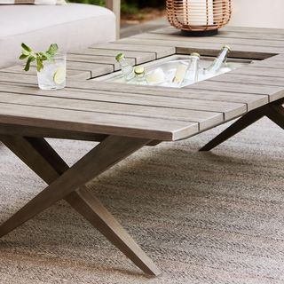 Andorra Outdoor Coffee Table with Drink Bin