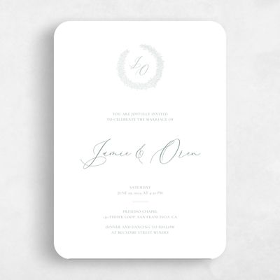 Green Rounded Wedding Invitation - Mathias Portrait
