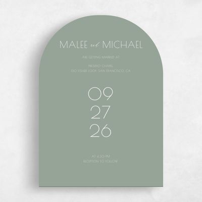 Green Arch Wedding Invitation - Fountaine Portrait