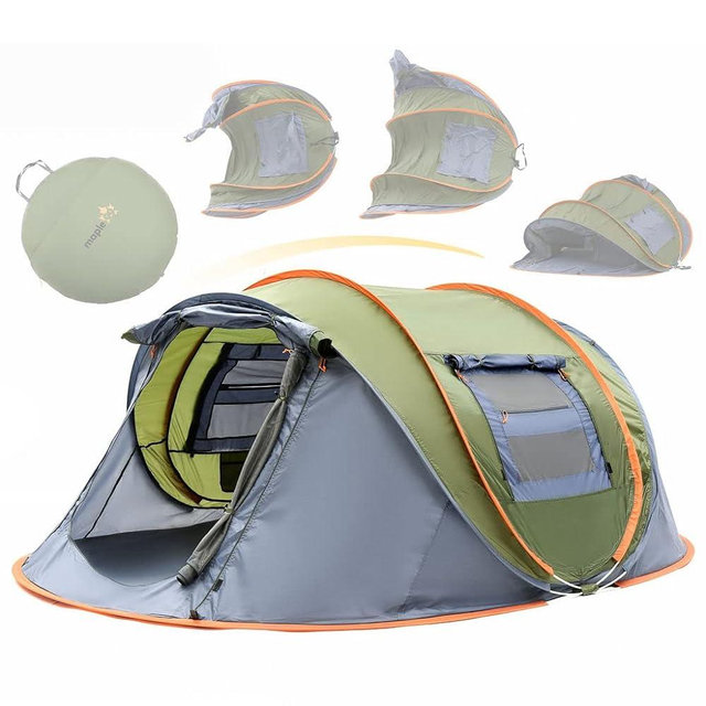 Camping Tent - 4-Person Easy Pop Up Tent with 2 Doors - UPF50+ Waterproof Instant Tent - Lightweight & Portable Family Tents for Outdoor Camping, Hiking & Traveling - Carrying Bag Included Maple99