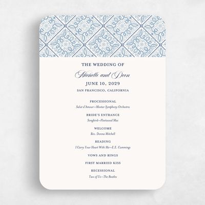 Blue Rounded Wedding Program - Como