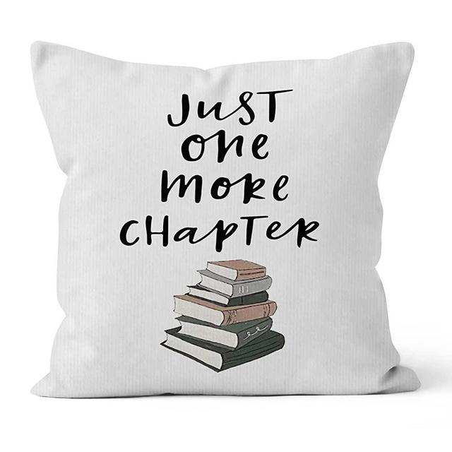 HIWX Just One More Chapter Book Decorative Pillowcase Throw Pillow Cover, Funny Bookworm for Sofa Bed Room Home Library Decor 18 x 18 Inch Pillow Case
