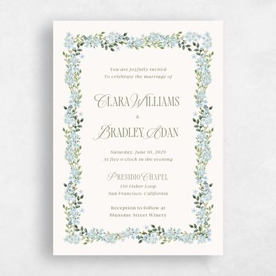 Beige Floral Wedding Invitation - Daisi Classic