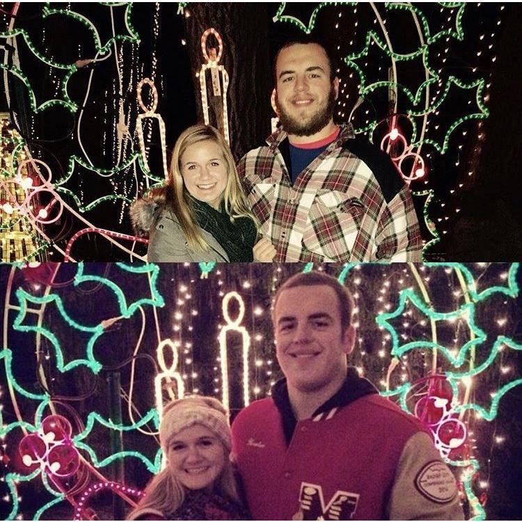 Every year Hunter and I have gone to the Christmas lights at Rotary. Hunter got me a Christmas present one year of all of our current pictures and wrote the years of all of our future rotary visits.