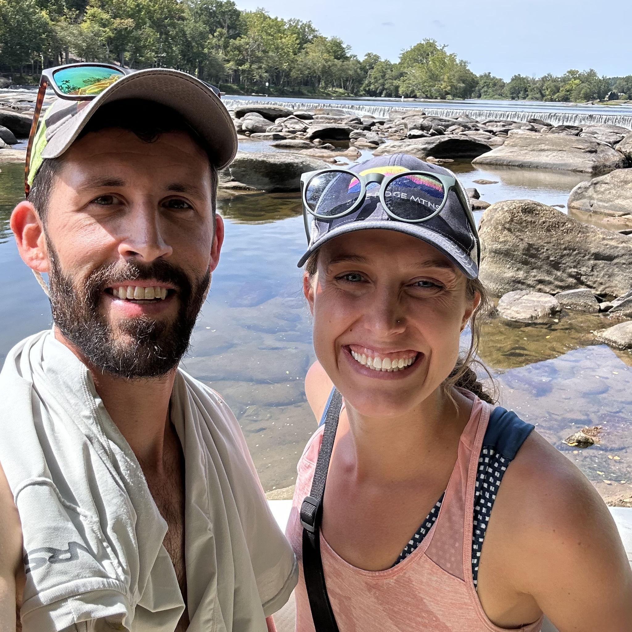 First photo together mid-down-river paddle board