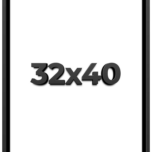 32x40 Shadow Box Black Solid Wood Display Frame with White Acid-Free Backing UV Acrylic & Hanging Hardware - with 3/4" Usable Depth