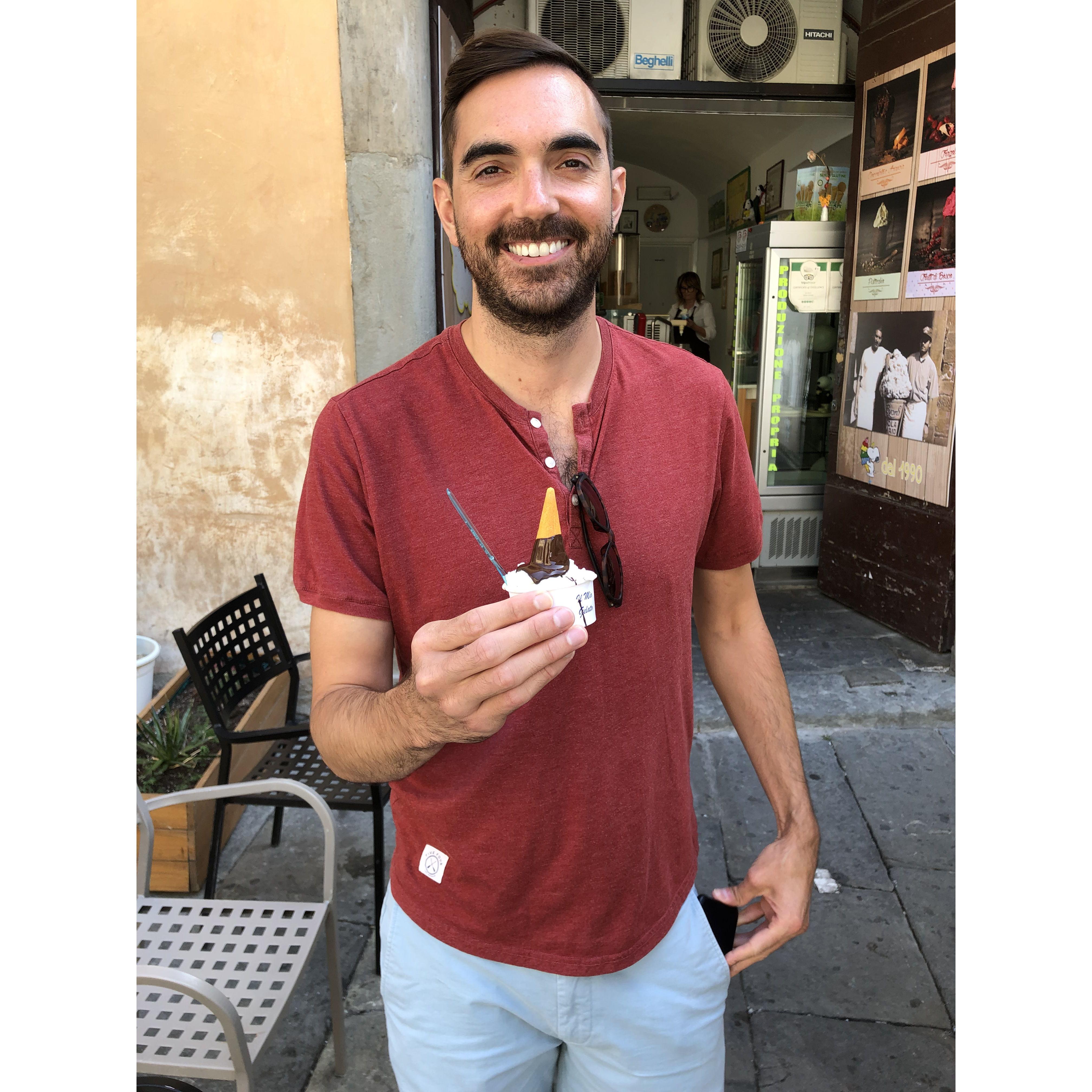 Brad got some Gelato in Cortona Italy - 2019