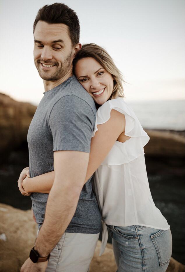 A sunrise engagement photo at Sunset Cliffs in San Diego. We are both still waking up and very excited about coffee