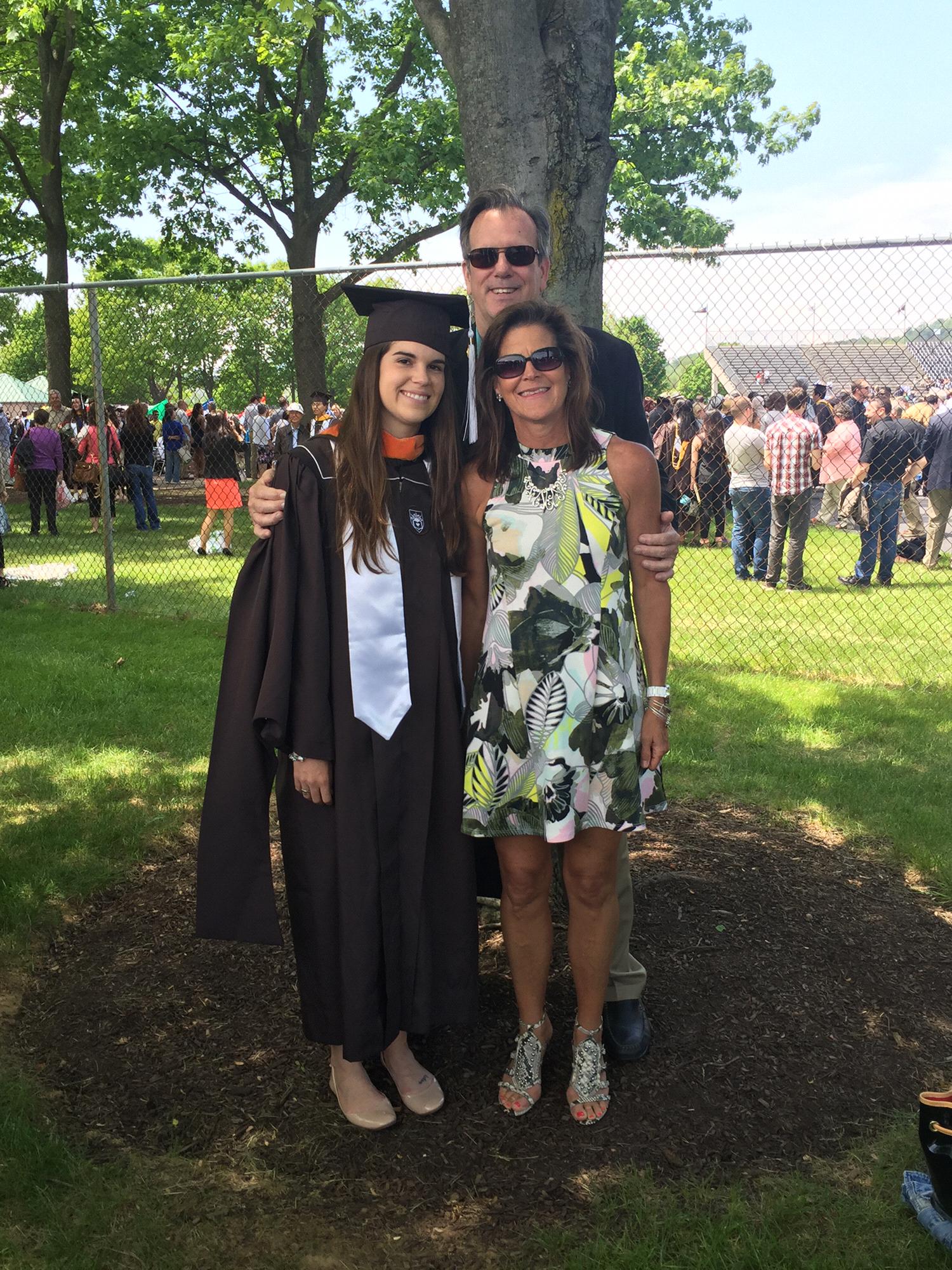 Madeleine and parents at Master’s graduation ceremony!