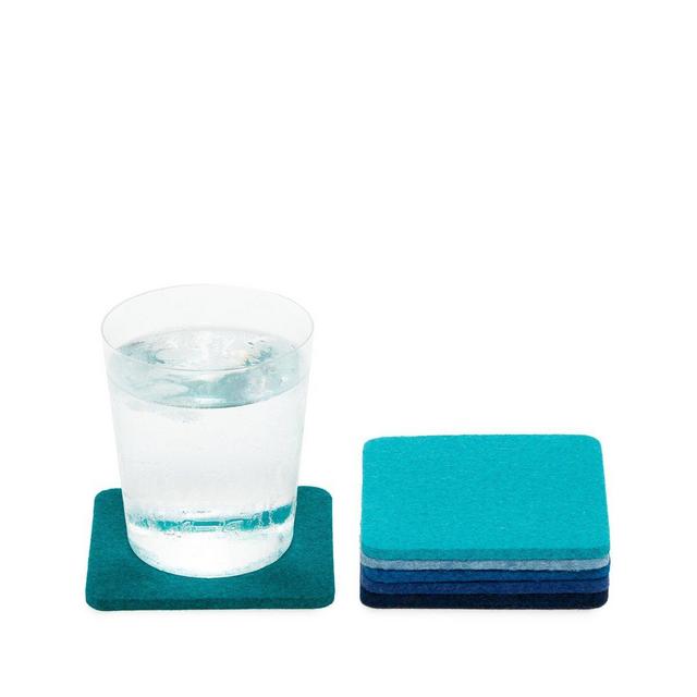 Bierfilzl Square Coaster Felt 6 Pack, Color Ocean