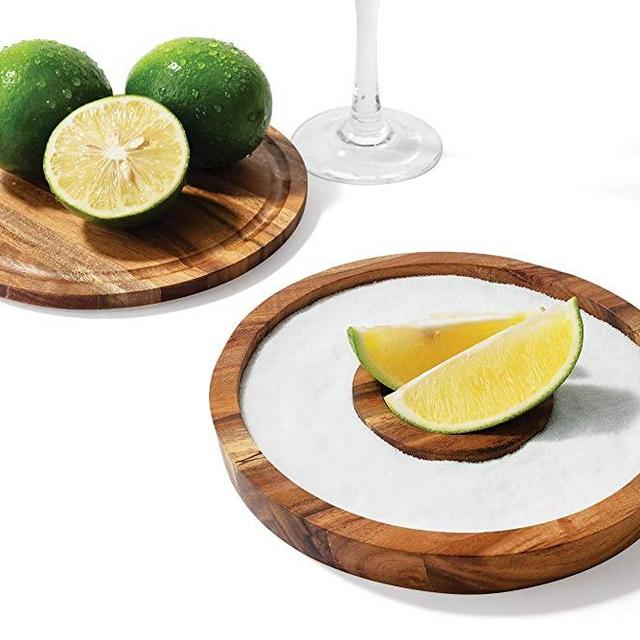 Outset Acacia Wood Cocktail Rimmer, 6.25" Diameter