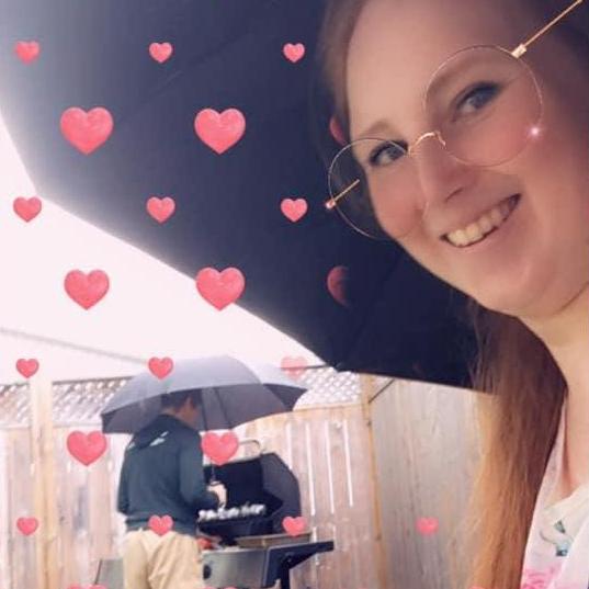 Having a BBQ in the on/off rain in May 2019.