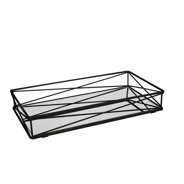7"x14" Over the Tank Vanity Tray Black - Bath Bliss