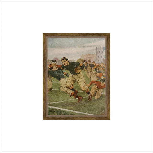 Petal Lane 7"x9" Vintage Football Player Framed Wall Art Rustic Brown
