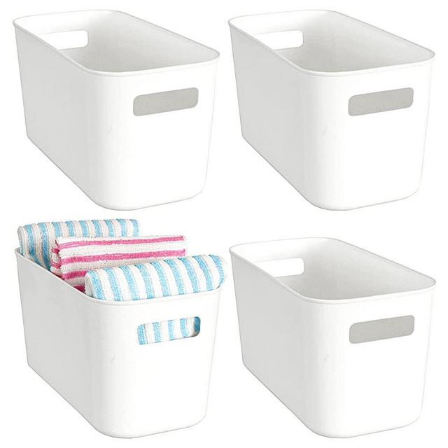 Yopay 6 Pack Plastic Storage Bin with Handle, White Bathroom Kitchen  Organizer Bin for Organizing Hand Soaps, Body Wash, Shampoos, Lotion