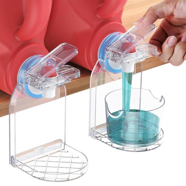 KERZEAT Clear Laundry Detergent Dispenser Cup Holder & Nozzle Force-Saving Switch, Drip Catcher, Soap Dispenser, laundry room organization decor (Clear 2 Pack)