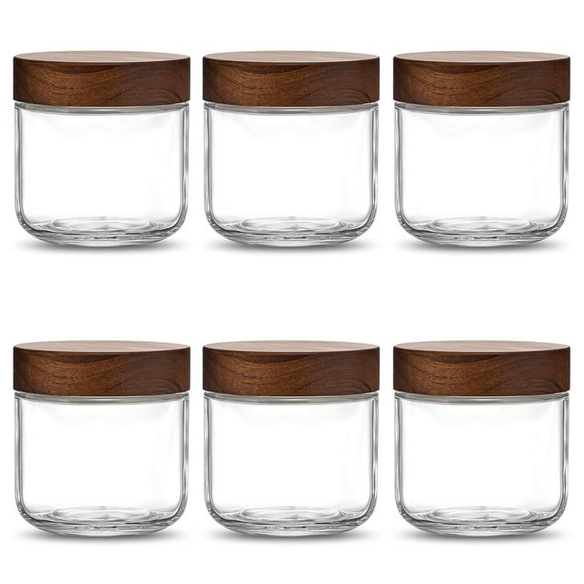 Danmu 12 oz Overnight Oats Containers with Lids,Salad Jar,Glass Jar with Wooden Lid 6 Pack,Mason Jars 12 oz with Lids for Snack,Overnight Oats,Meal Prep,Yogurt,Parfait,Soup,Salad 100% Leak-proof