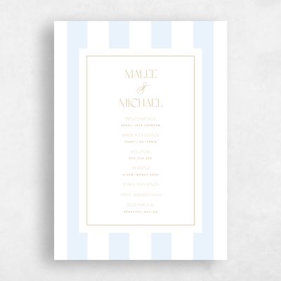 Blue Simple Wedding Program - Cancun
