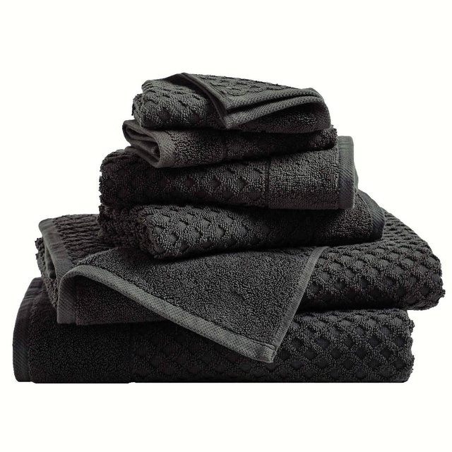 Isla Jade 6pc Diamond Textured Mixed Bath Towels Set Midnight