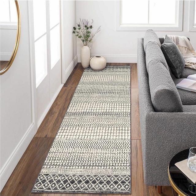 Nailttos Moroccan Hallway Runner Rug, 2x8 Ultra Soft Runner Rugs with Rubber Backing Non Slip, Washable Bathroom Runner Rug Distressed Floor Carpet Runner for Entryway Kitchen Bedroom Laundry Room