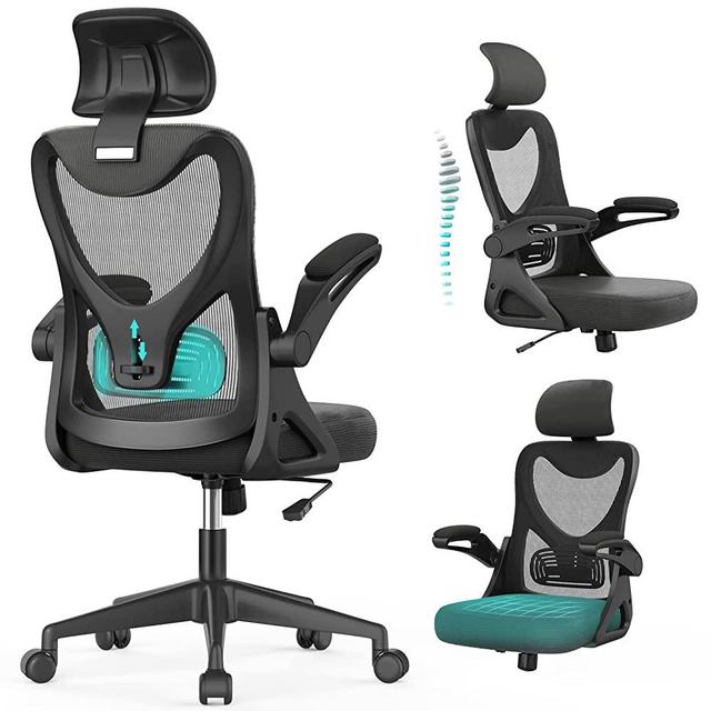 Office Chair - Ergonomic Desk Chair with Adjustable 2D Headrest & Lumbar & Armrest, Upgraded Comfy Cushion, Tilting & Height Adjustment Executive Task Computer Chair High Back Home Office Desk Chairs
