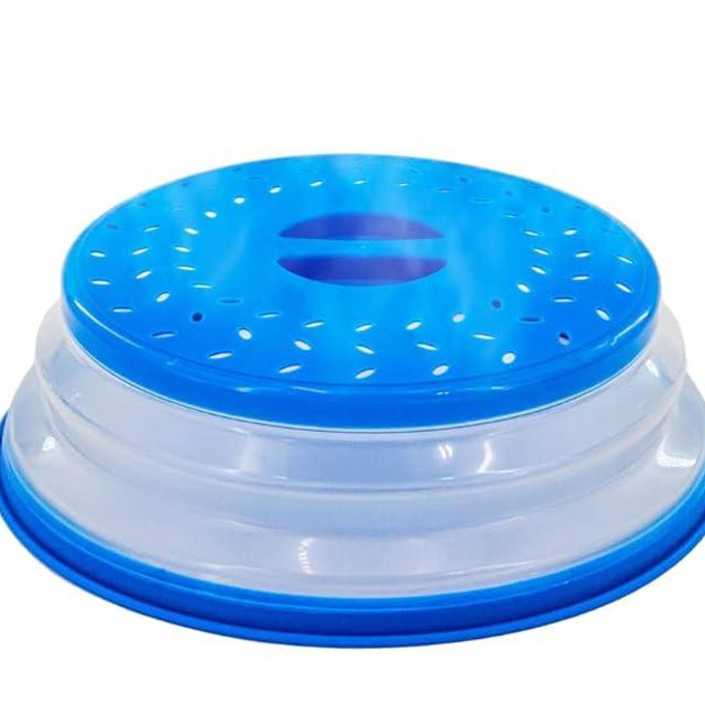 Microwave Splatter Cover Microwave Cover for Food BPA Free, 10.5 inch, round with grip handle(Blue)