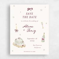 Beige Wedding Save the Date - Moire Portrait
