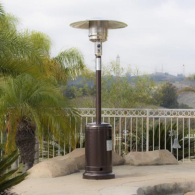 BELLEZE 48,000BTU Premium Outdoor Patio Heater with Wheel LP Propane Heat CSA Certified, Bronze