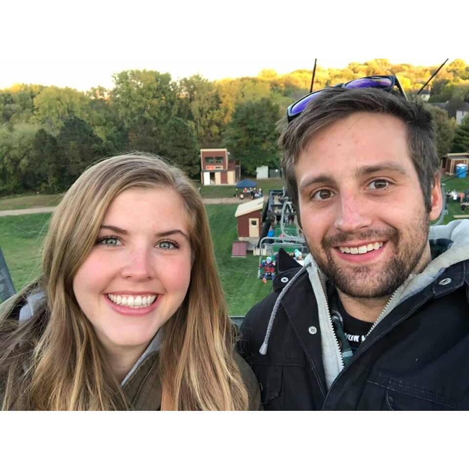 Riding the chairlift at Hyland Hills in Bloomington, MN to see the leaves change colors.