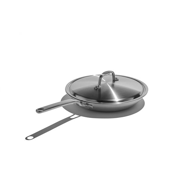 Heritage Steel Eater Series 10.5 Inch Frying Pan with Lid | Made in USA | 5-Ply Fully Clad Stainless Steel | Stay Cool Handle Design | Induction Ready & Non-Toxic Pan