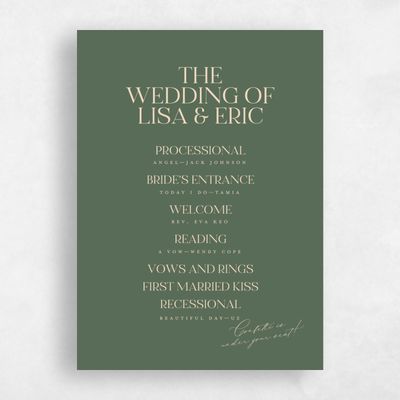 Grayed Hunter, Green Wedding Program - Menton