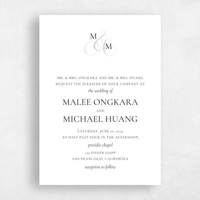 White Wedding Invitation - Aven Portrait