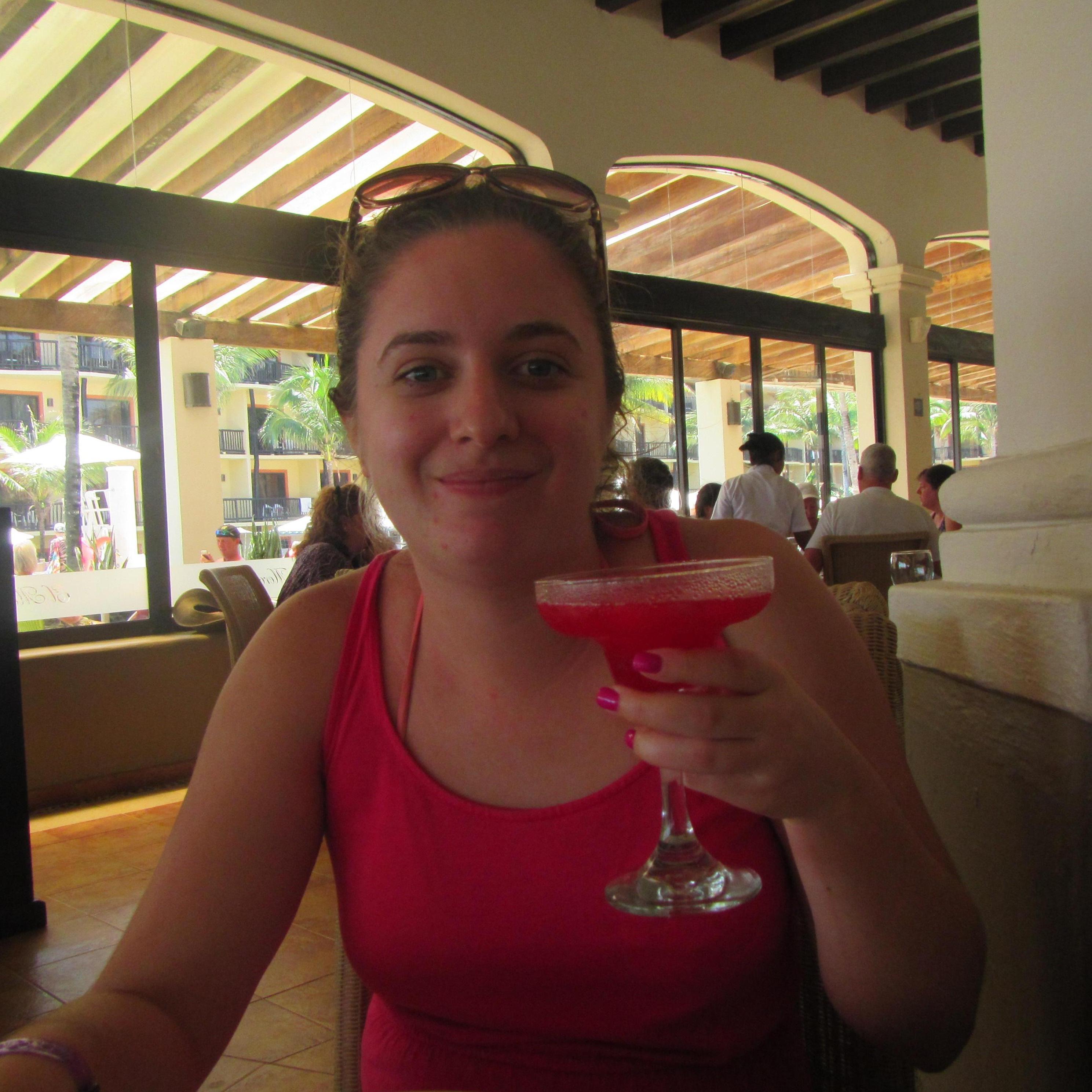 A true picture of showing Chelsea enjoying her favorite drink, a margarita!  We were enjoying one of our vacations in Mexico!