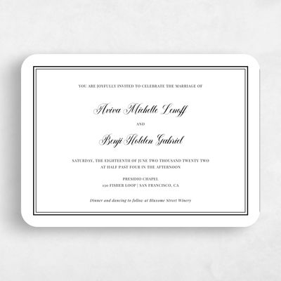 Black Rounded Wedding Invitation - Stauffer Classic Letterpress