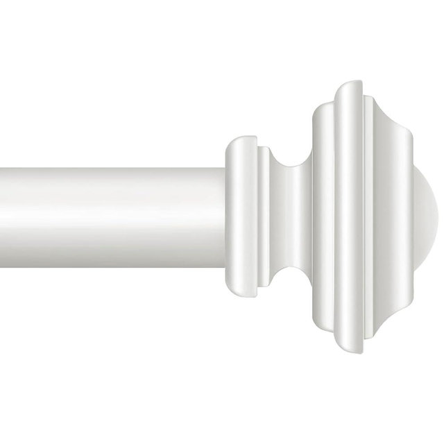 KAMANINA White Curtain Rod for Windows 72 to 144 Inches, 1 Inch Long Curtain Rod, Heavy Duty Drapery Rods 32 to 144 Inches (2.6-12ft) with Decorative Square Finials