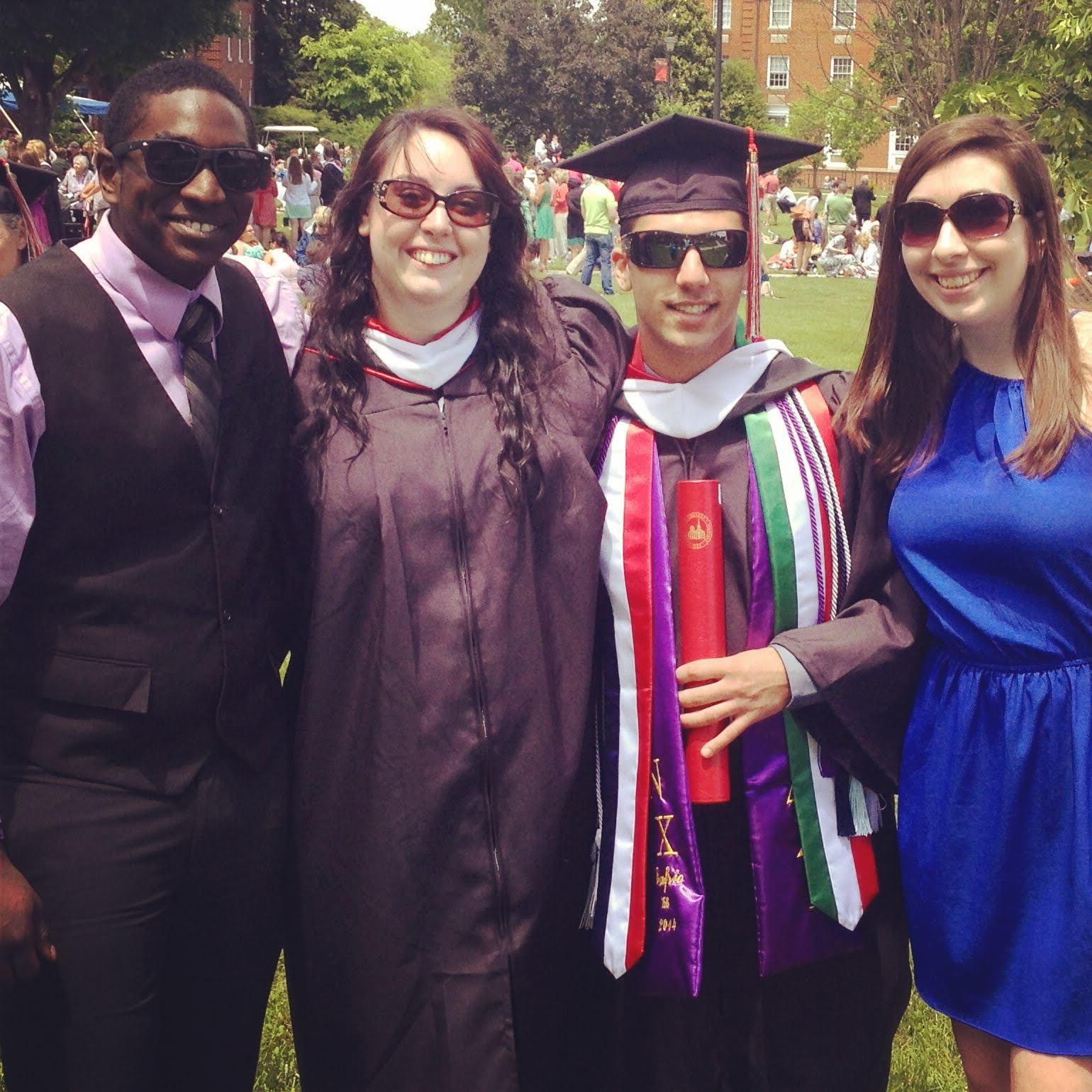 Our first road trip! Drove to Lynchburg, VA to see our besties Holly and Sal graduate from College! (May 2014).