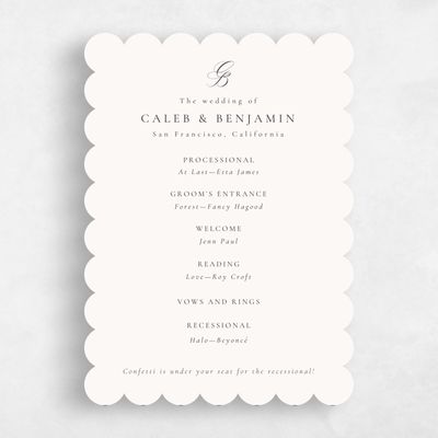 Beige Scalloped Wedding Program - Twila