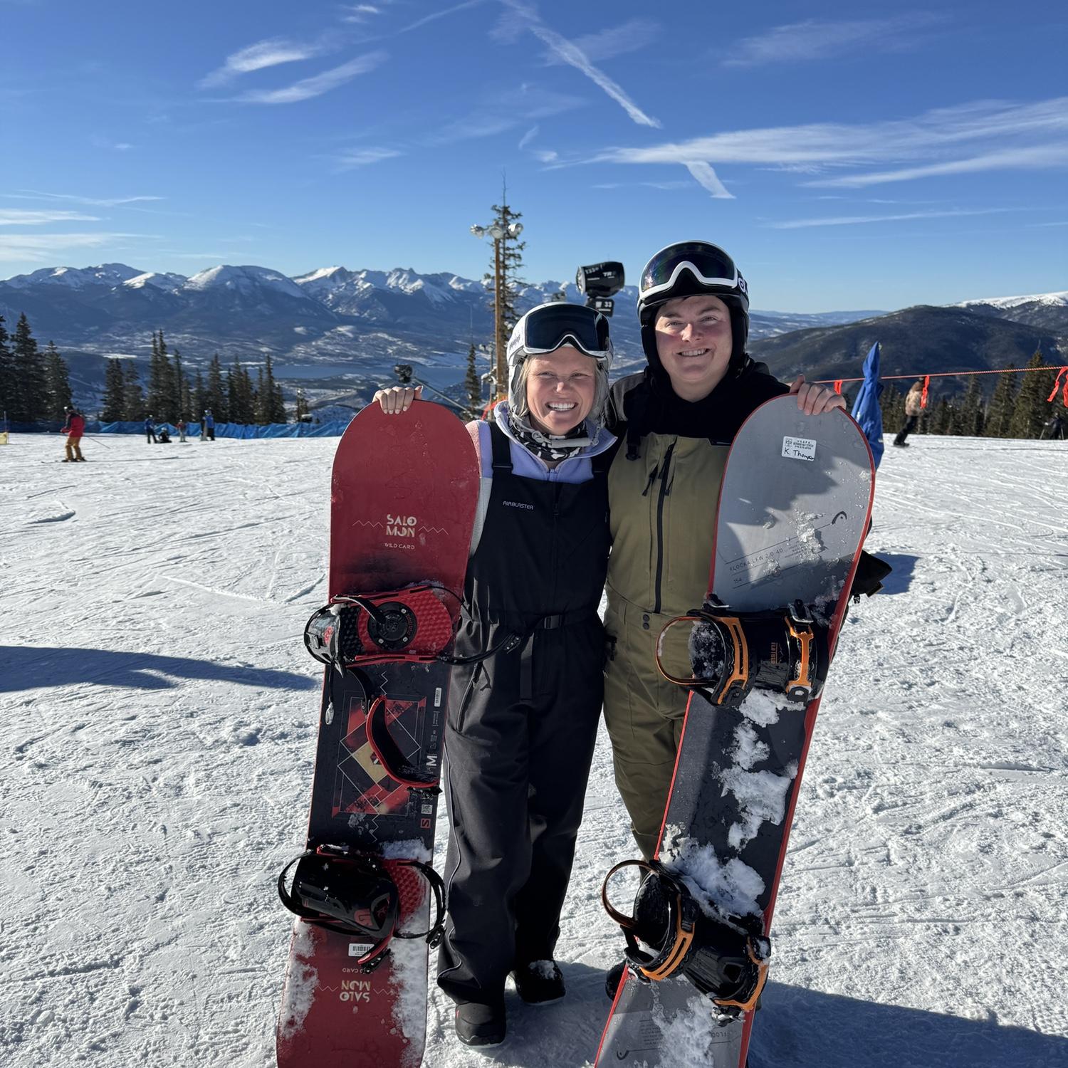 Kiersten overcoming fears and learning to snowboard with Mary Kate. Teach your partner how to snowboard with caution and plenty of patience…. Consider bribing with IPAs.